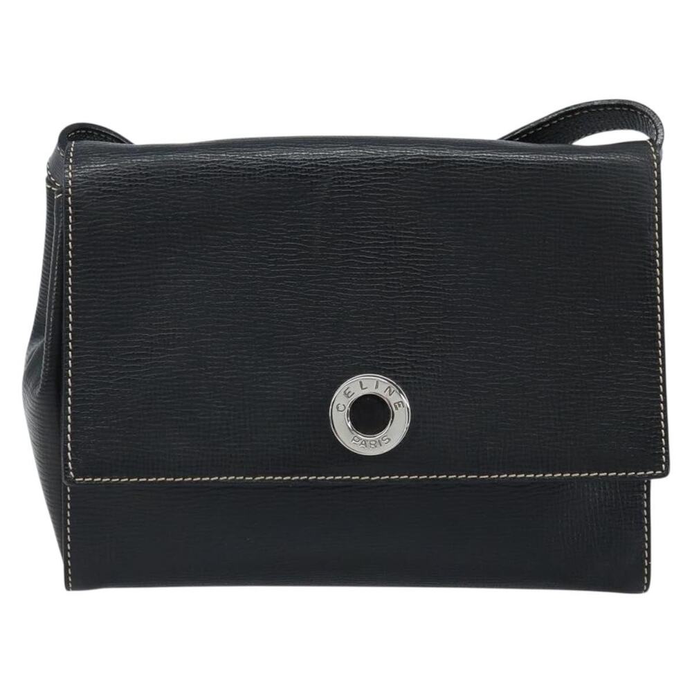 Celine Leather Circle Shoulder Bag Black